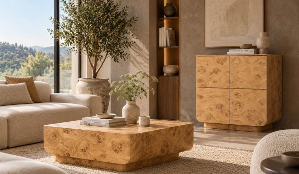 Gerudo Highboard Coffee Table roomset Burl oak small